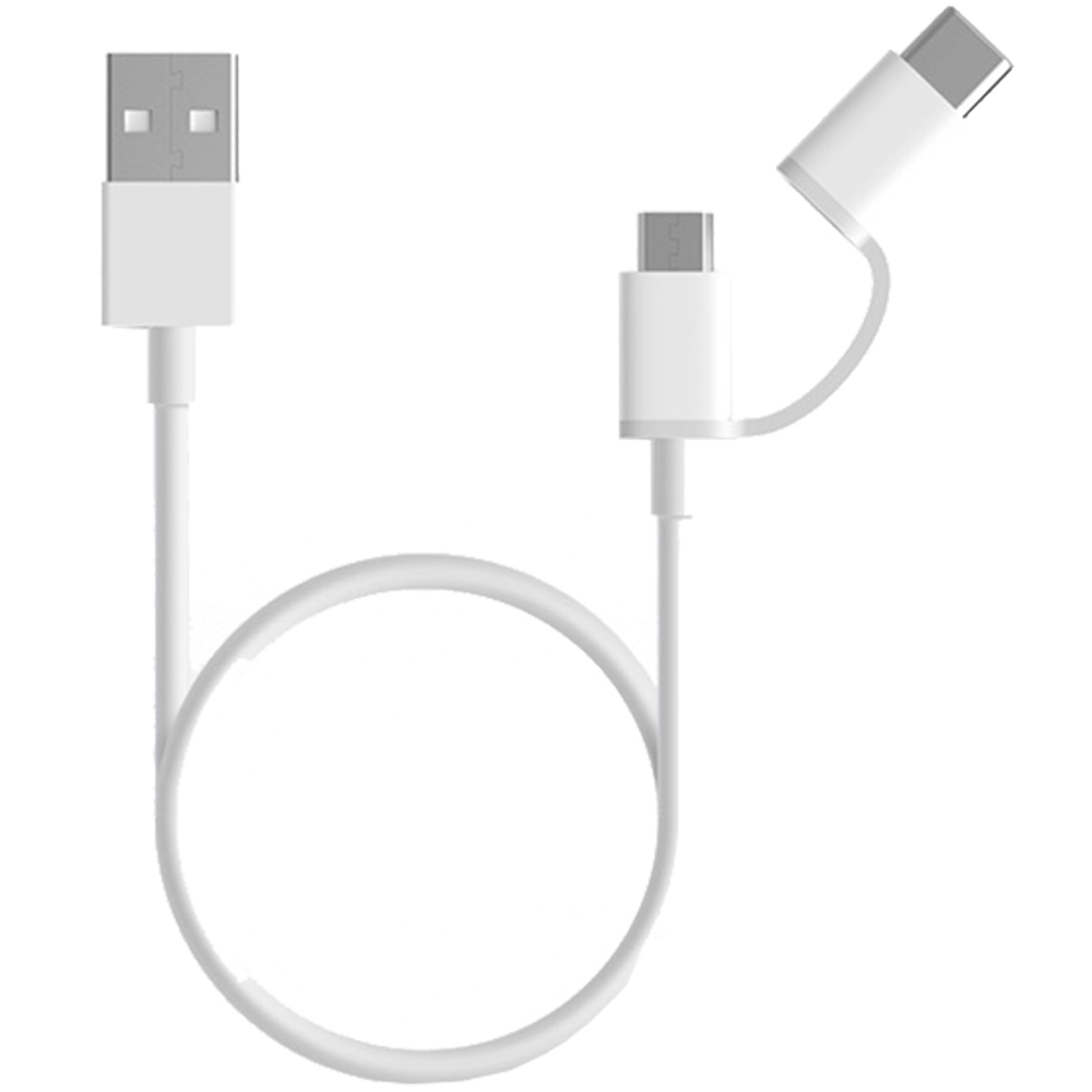 Cabo Xiaomi Mi Charging 2 em 1 Micro USB para Type-C 1m Branco 1